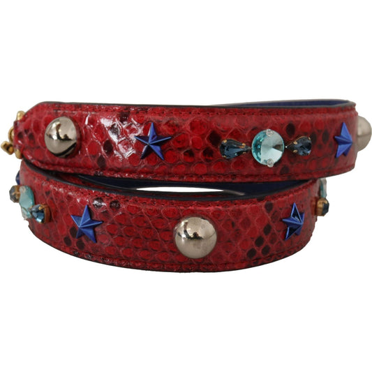 Dolce & Gabbana | Red Exotic Leather Crystals Shoulder Strap - McRichard Designer Brands