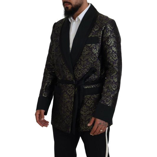 Dolce & Gabbana | Gold Purple Baroque Jacket Blazer Robe  | McRichard Designer Brands