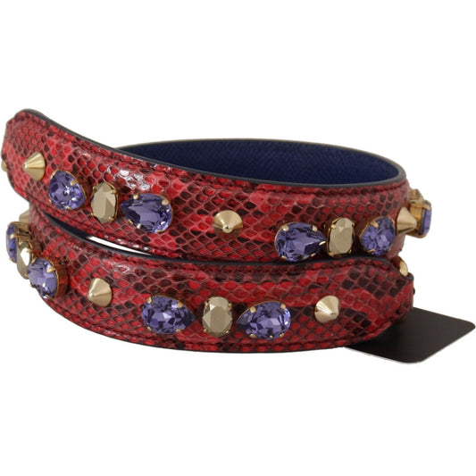 Dolce & Gabbana | Red Exotic Leather Crystals Bag Shoulder Strap - McRichard Designer Brands