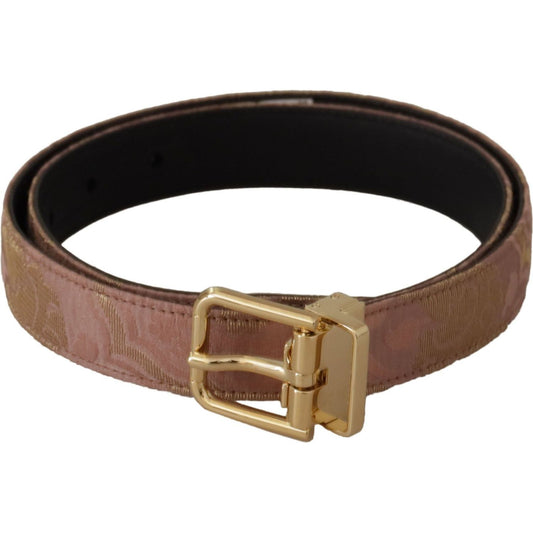 Dolce & Gabbana | Rose Gold Leather Logo Engraved Metal Buckle Belt - McRichard Designer Brands