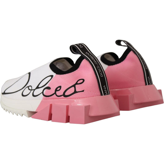 Dolce & Gabbana | Pink White Logo Womens Sorrento Sneakers  | McRichard Designer Brands