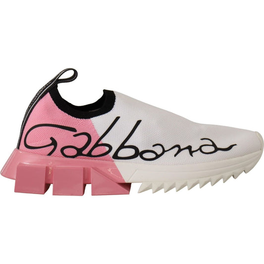 Dolce & Gabbana | Pink White Logo Womens Sorrento Sneakers  | McRichard Designer Brands