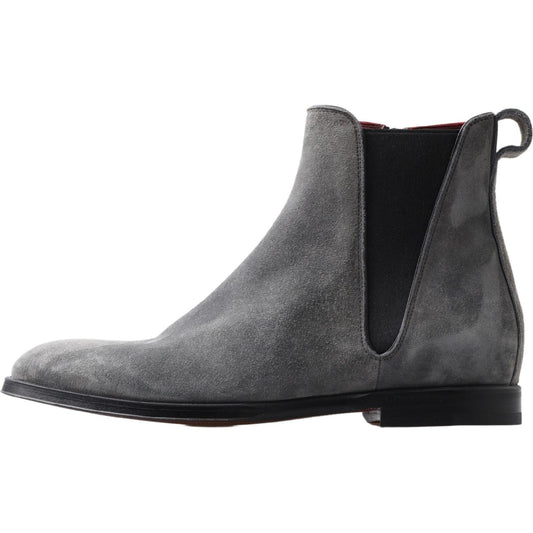 Dolce & Gabbana | Gray Leather Men Ankle Boots Shoes | McRichard Designer Brands