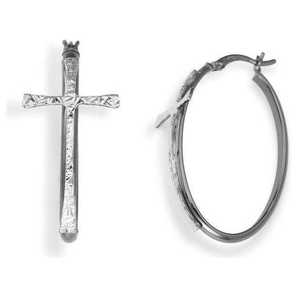 AMEN Mod. CERCHIO E CROCE BLACK BIJOUX,Category-Jewellery,Earrings,Earrings - Women - Jewelry,Gender-Women,Subcategory-Earrings