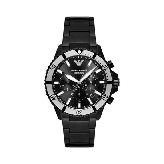 Emporio Armani Watches | Black Steel Chronograph Watch  | McRichard Designer Brands