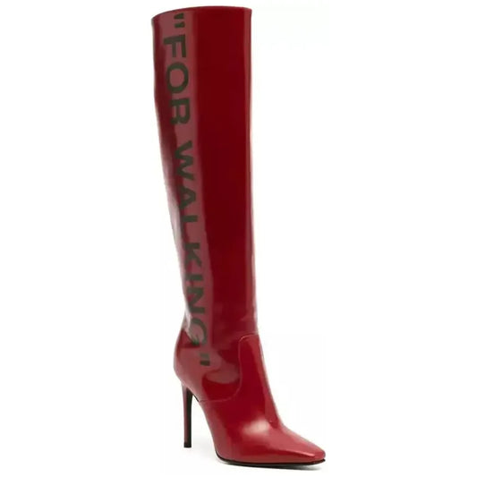 Off-White | Red Leather Boot  | McRichard Designer Brands