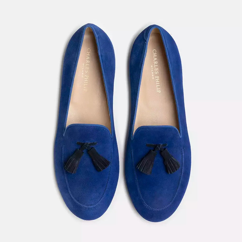 Charles Philip | Blue Leather Moccasin - McRichard Designer Brands