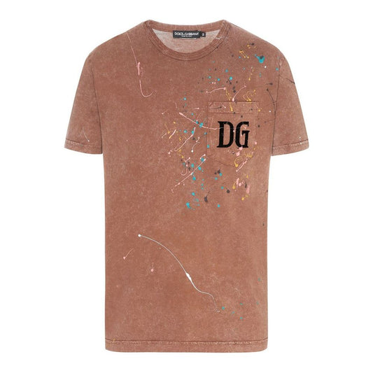 Dolce & Gabbana | Brown Cotton T-Shirt | McRichard Designer Brands