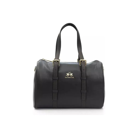 La Martina | Black Calfskin Messenger Bag  | McRichard Designer Brands