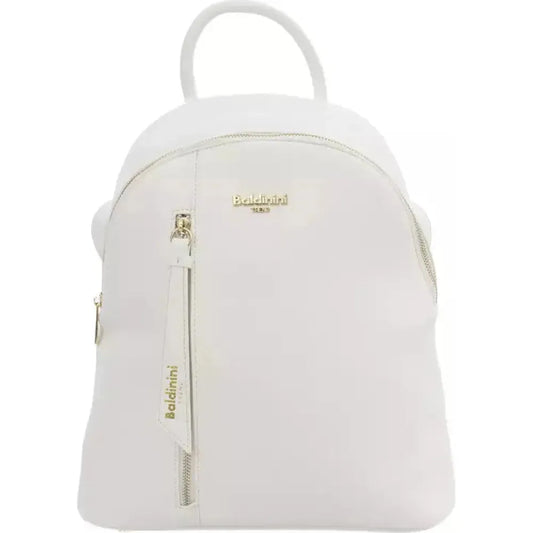 Baldinini Trend | White Polyurethane Backpack  | McRichard Designer Brands