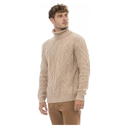 Alpha Studio | Beige Merino Wool Sweater | McRichard Designer Brands