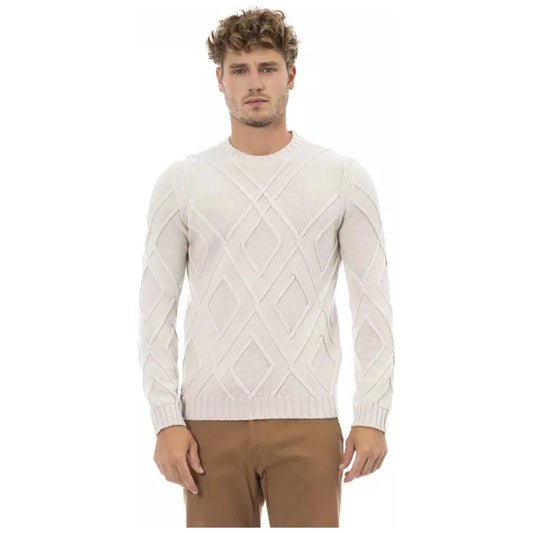 Alpha Studio | Beige Merino Wool Sweater | McRichard Designer Brands