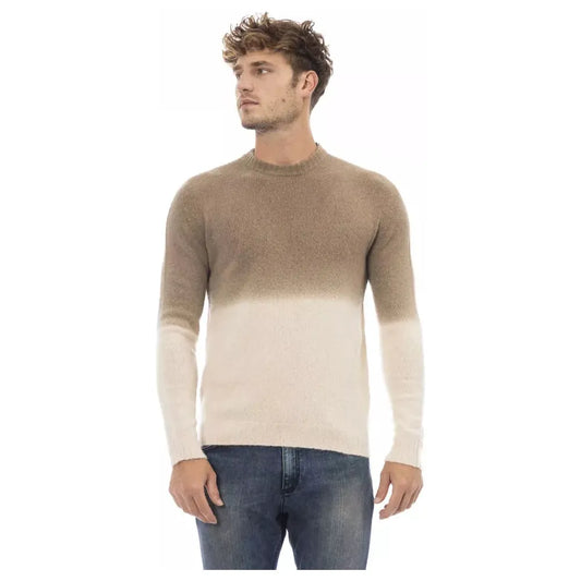 Alpha Studio | Beige Alpaca Leather Sweater | McRichard Designer Brands