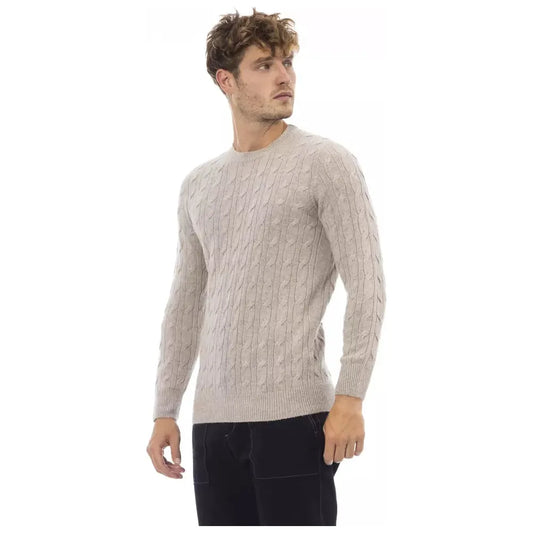 Alpha Studio | Beige Viscose Sweater | McRichard Designer Brands