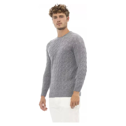 Alpha Studio | Gray Viscose Sweater | McRichard Designer Brands