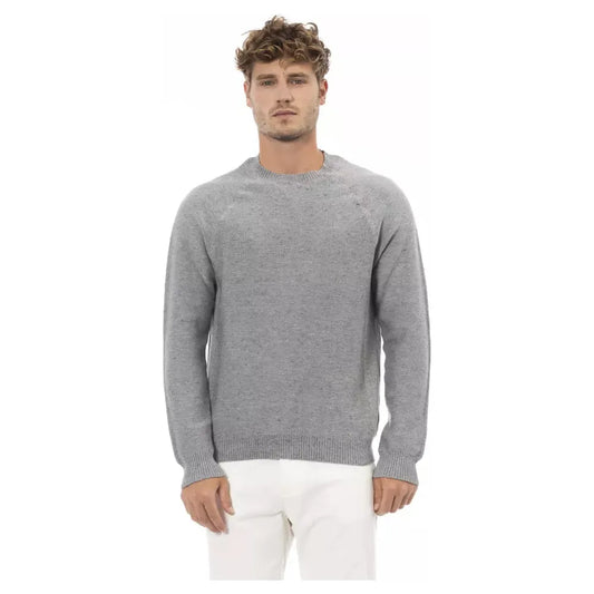 Alpha Studio | Gray Cotton Sweater | McRichard Designer Brands