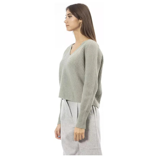 Alpha Studio | Green Wool Sweater | McRichard Designer Brands