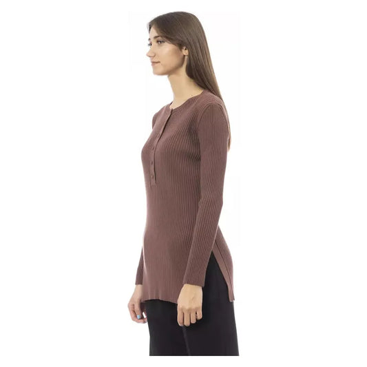 Alpha Studio | Brown Viscose Sweater | McRichard Designer Brands