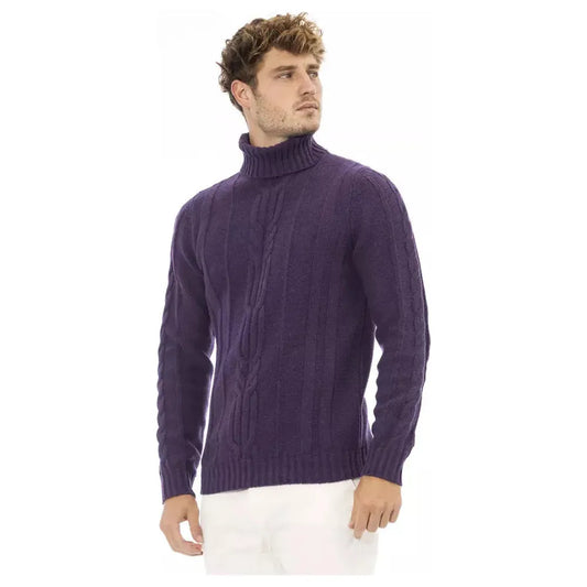 Alpha Studio | Purple Merino Wool Sweater | McRichard Designer Brands
