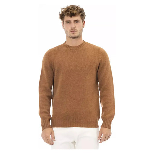 Alpha Studio | Beige Alpaca Leather Sweater | McRichard Designer Brands