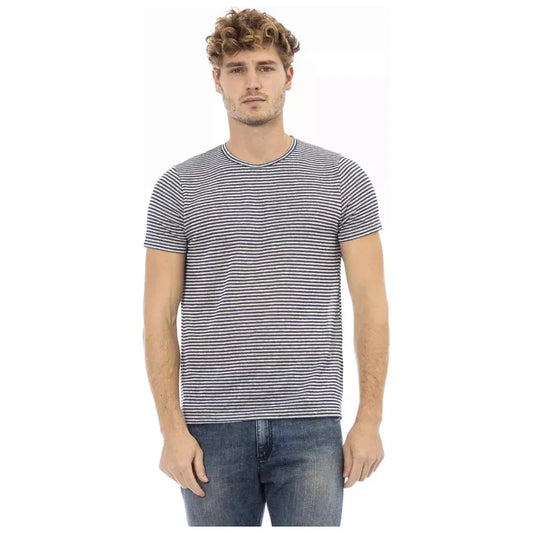 Distretto12 | Blue Linen T-Shirt | McRichard Designer Brands