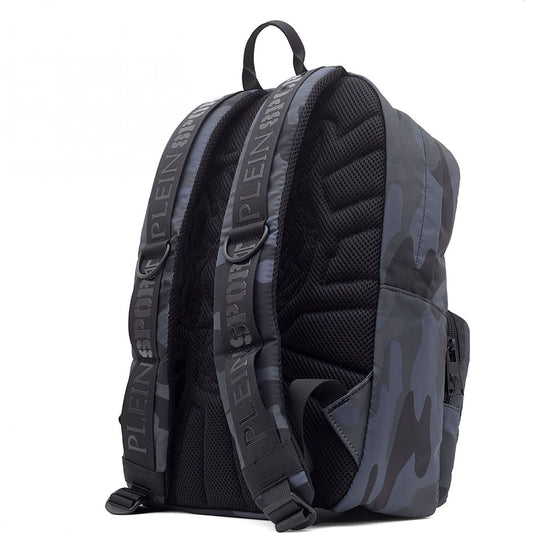 Plein Sport | Gray Polyester Backpack | McRichard Designer Brands