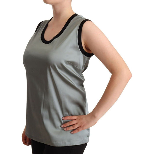 Dolce & Gabbana | Silver Round Neck Sleeveless Casual Tank Top WOMAN TOPS AND SHIRTS | McRichard Designer Brands