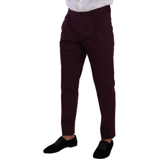 Dolce & Gabbana | Purple Cotton Tapered Chinos Dress Pants  | McRichard Designer Brands