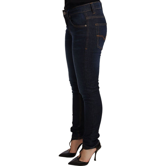 Versace Jeans | Dark Blue Cotton Low Waist Skinny Denim Jeans Jeans & Pants | McRichard Designer Brands