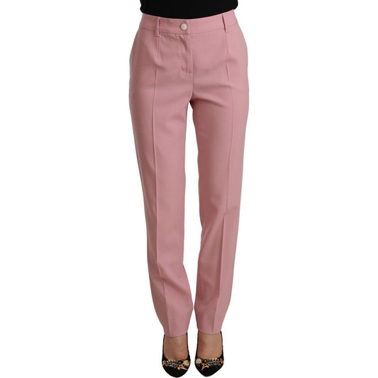 Dolce & Gabbana | Pink Wool Stretch High Waist Trouser Pants | McRichard Designer Brands