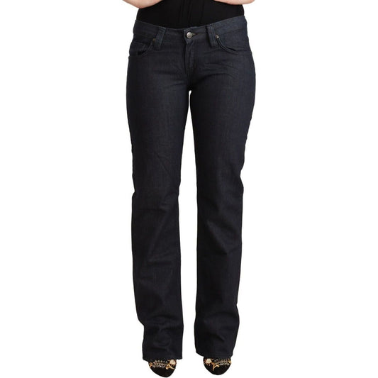 Exte | Dark Blue Cotton Stretch Low Waist Straight Denim Jeans  | McRichard Designer Brands