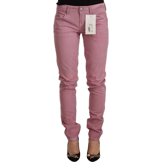 Acht | Pink Cotton Slim Fit Women Denim Skinny Jeans | McRichard Designer Brands