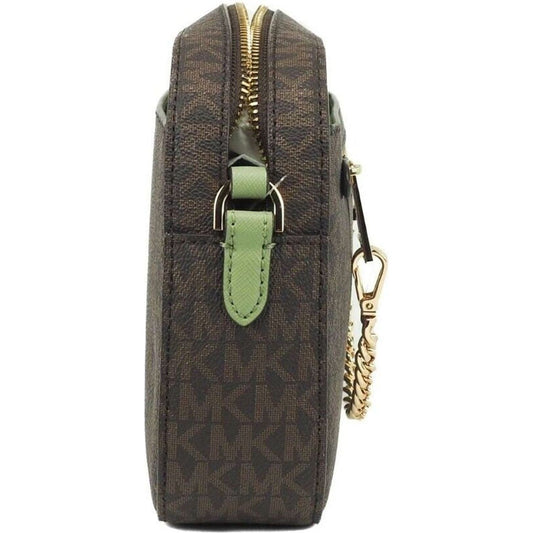 Michael Kors | Jet Set Large EW Brown Sage PVC Leather Zip Chain Crossbody Handbag - McRichard Designer Brands