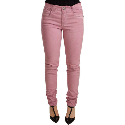 Acht | Pink Cotton Slim Fit Women Denim Skinny Pants Jeans & Pants | McRichard Designer Brands