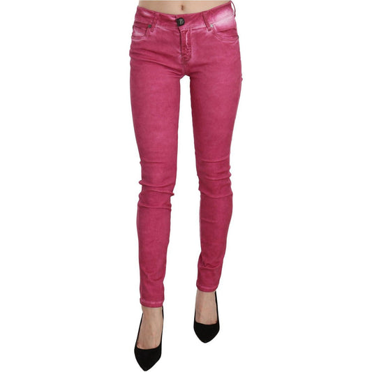Dolce & Gabbana | Pink Velvet Mid Waist Skinny Trouser Pants Jeans & Pants | McRichard Designer Brands
