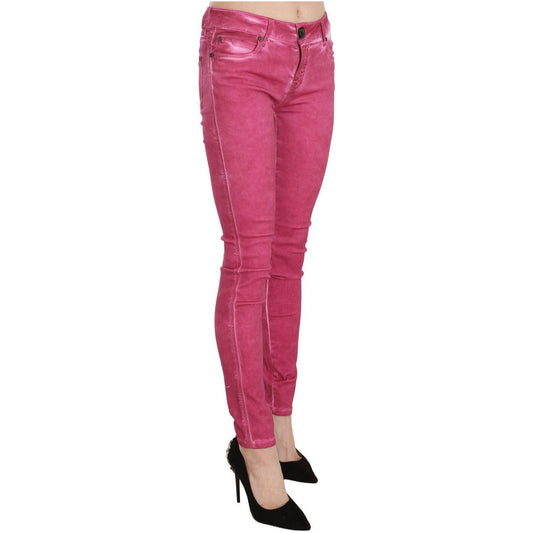 Dolce & Gabbana | Pink Velvet Mid Waist Skinny Trouser Pants Jeans & Pants | McRichard Designer Brands