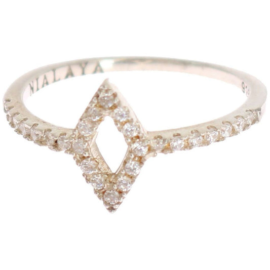 Nialaya | Silver Rhombus Womens Clear CZ 925 Silver Ring Ring | McRichard Designer Brands