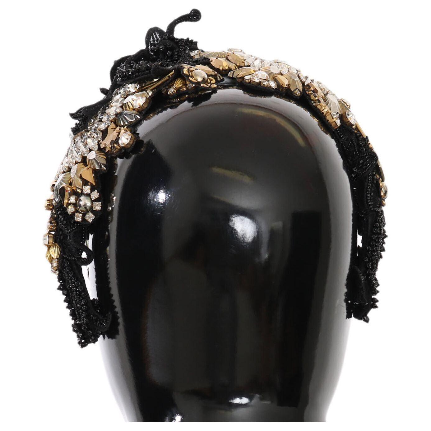 Dolce & Gabbana | White Gold Crystal Studded Diadem Headband - McRichard Designer Brands