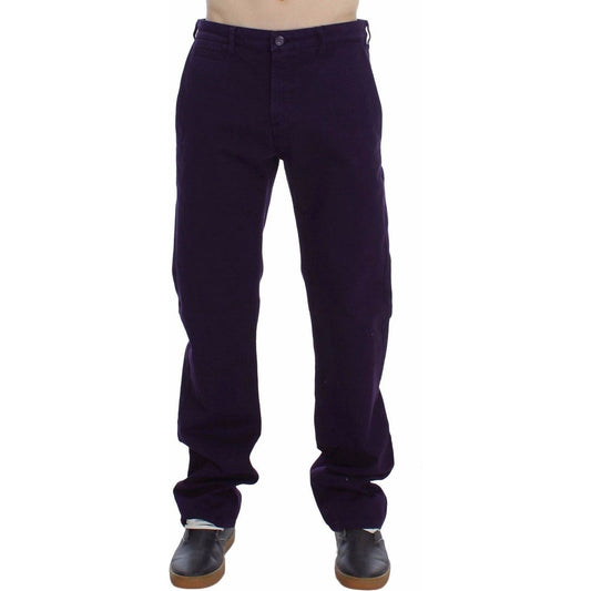 GF Ferre | Purple Cotton Stretch Purple Fit  Pants - McRichard Designer Brands