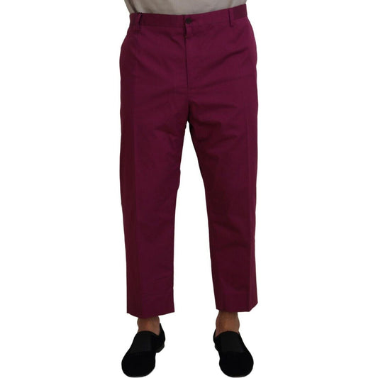 Dolce & Gabbana | Magenta Cotton DG Logo Pocket Trouser Pants  | McRichard Designer Brands