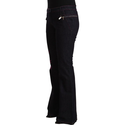 Exte | Black Cotton Stretch Mid Waist Cotton Flared Denim Jeans  | McRichard Designer Brands