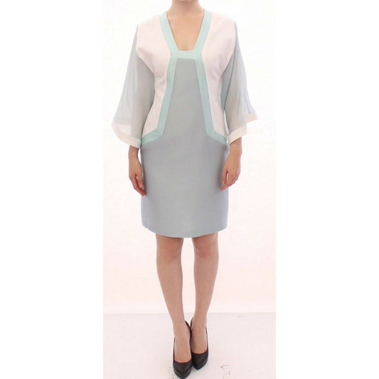 Sergei Grinko | White Silk Sheath Formal Turquoise Dress WOMAN DRESSES | McRichard Designer Brands