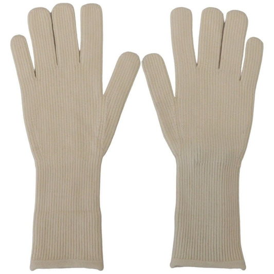 Dolce & Gabbana | White Cashmere Knitted Hands Mitten Mens Gloves  | McRichard Designer Brands