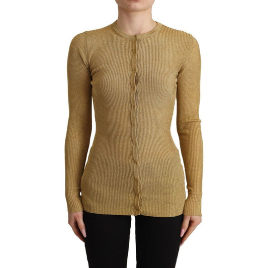 Dolce & Gabbana | Gold Viscose Blend Buttons Cardigan Sweater | McRichard Designer Brands