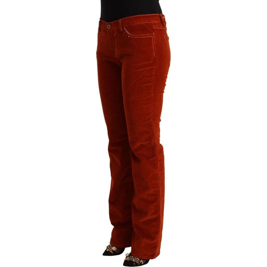 GF Ferre | Red Cotton Low Waist Straight Casual Jeans  | McRichard Designer Brands