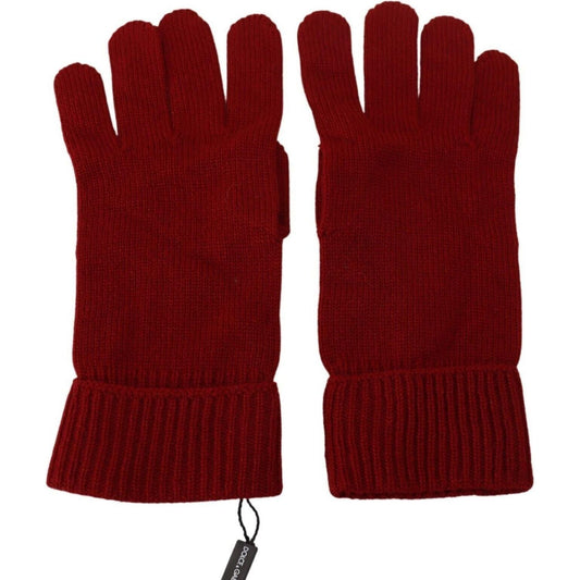 Dolce & Gabbana | Red 100% Cashmere Knit Hands Mitten Mens Gloves  | McRichard Designer Brands
