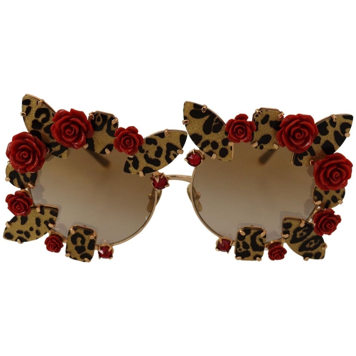 Dolce & Gabbana | Gold Metal Frame Roses Embellished Sunglasses WOMAN SUNGLASSES | McRichard Designer Brands