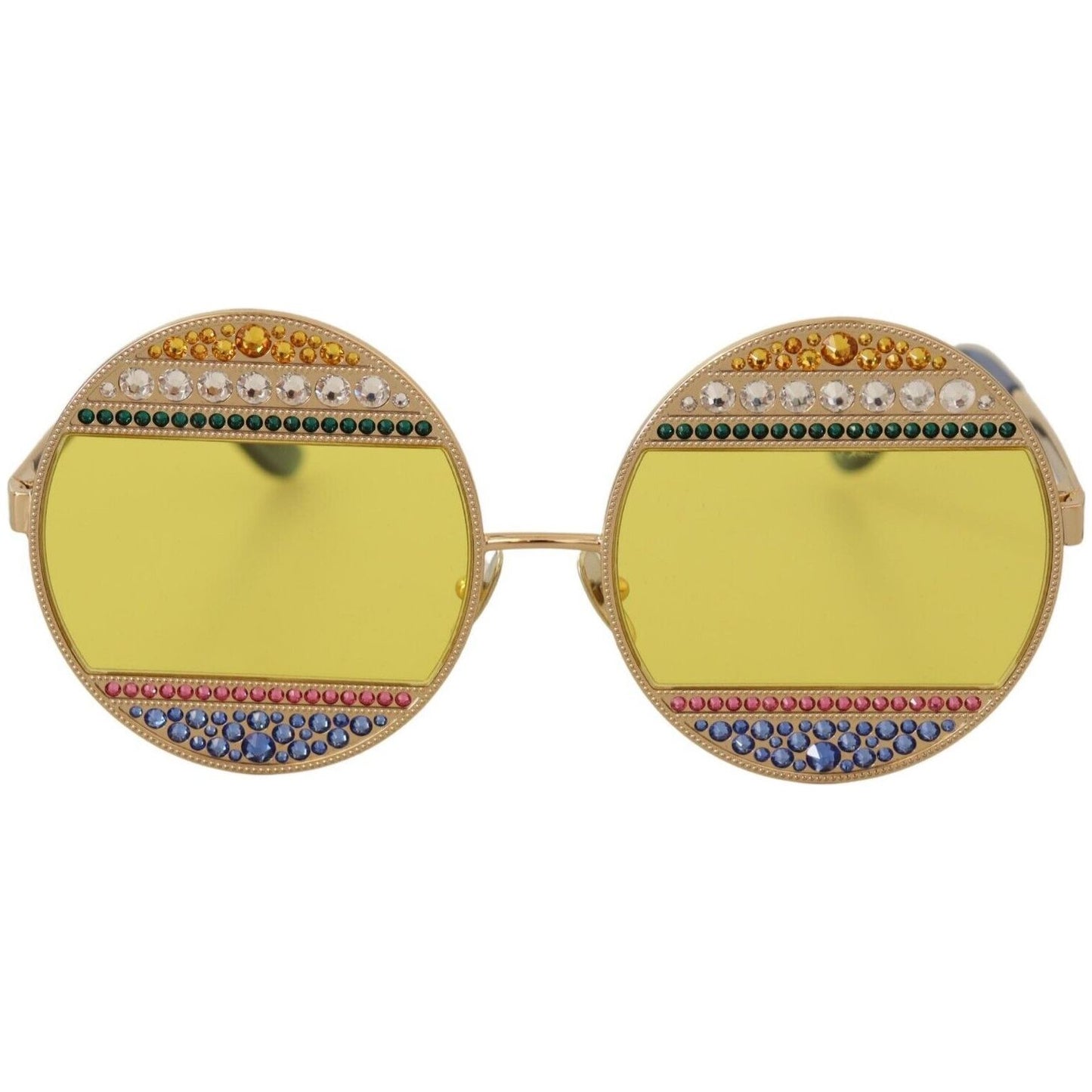 Dolce & Gabbana | Gold Oval Metal Crystals Shades Sunglasses WOMAN SUNGLASSES | McRichard Designer Brands
