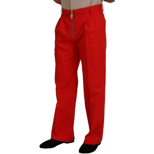 Dolce & Gabbana | Red Straight Fit Men Trousers Cotton Pants  | McRichard Designer Brands
