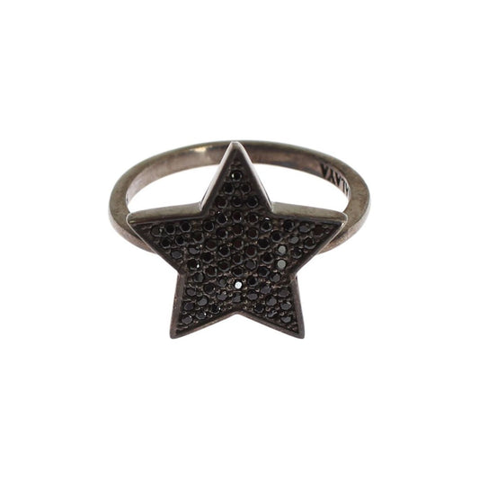 Nialaya | Black CZ Star 925 Silver Womens Ring - McRichard Designer Brands